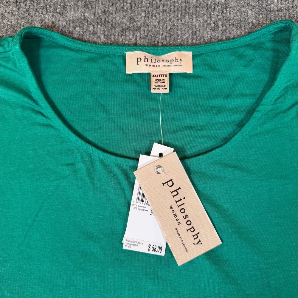 Philosophy Republic‎ Clothing Womens 3X Green Scoop Neck T-Shirt NWT 3163